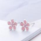 925 Sterling Silver Cherry Blossom Stud Earring As Shown In Figure - One Size