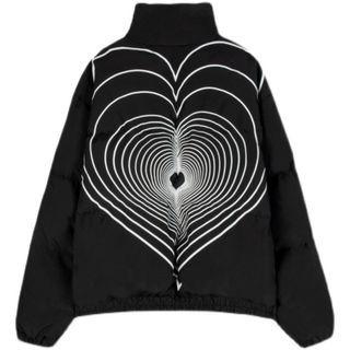 Heart Print Padded Zip-up Jacket