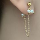 Freshwater Pearl Alloy Chain Dangle Earring 1 Pair - Gold & Pearl - One Size