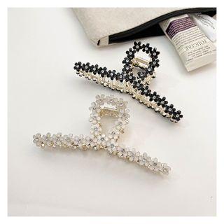 Floral Faux Rhinestone Hair Claw
