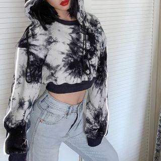 Dye Print Cropped Hoodie