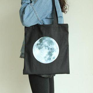 Moon Print Canvas Shopper Bag