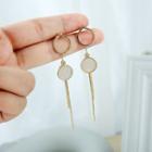 Disc Drop Earring 1 Pair - 925 Silver Stud Earrings - One Size