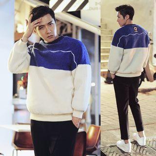 Contrast Color Furry Pullover