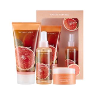 Nature Republic - Grapefruit Set : Body Scrub 150ml + Body Soothing Mist 150ml+ Soothing Gel 30ml 3pcs