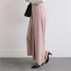 Elasticized-waist Pintuck Wide-leg Pants