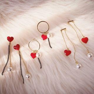 Heart And Pearl Chandelier Earrings