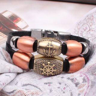 Anchor And Rudder Couple Bracelet