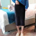 Ribbed Midi Skirt Black - One Size