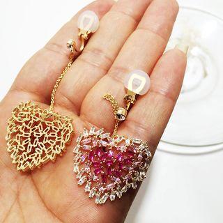 Heart Rhinestone Dangle Earring