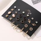 Set Of 12: Stud Earring + Hoop Earring Set Of 12 - 01-3082 - As Shown In Figure - One Size