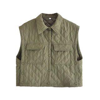 Quilted Cropped Button-up Vest