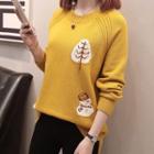 Snowman & Christmas Tree Print Sweater