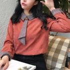 Panel Corduroy Long-sleeve Top