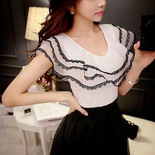 Short-sleeve Layered Ruffled Top