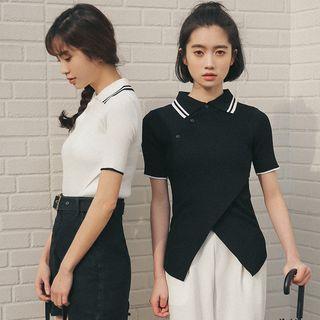 Contrast Trim Short Sleeve Knit Polo Shirt