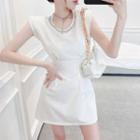 Plain Sleeveless Mini Dress With Chain