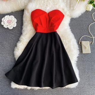 Color Block Bandeau Mini Dress
