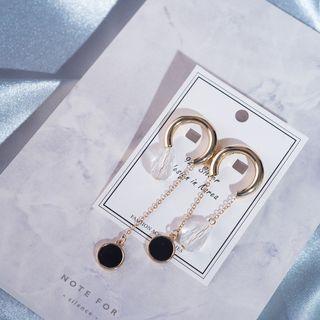 Disc & Glass Droplet Dangle Earring