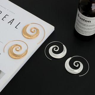 Alloy Leaf Spiral Earring