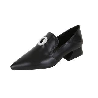 Eyelet-accent Cutout-heel Pointy Loafers