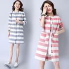 3/4-sleeve Stripe Shirtdress