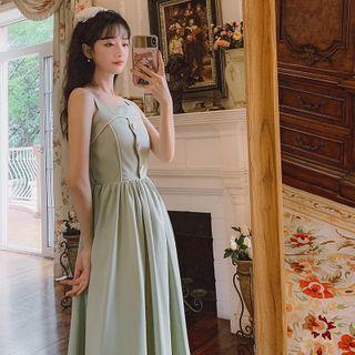 Button-accent Sleeveless Dress