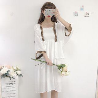 3/4-sleeve Panel Chiffon Jacket