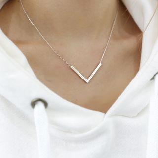 V-shaped Pendant Necklace Silver - One Size