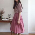 Plain Short-sleeve Top / Midi Skirt