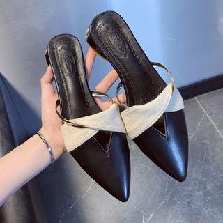 Two Tone Mid-heel Mules