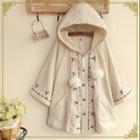 Embroidered Hooded Cape