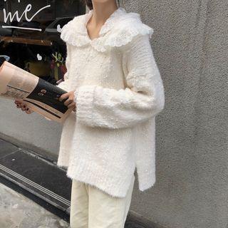 Plain Sweater / Long-sleeve Lace Top