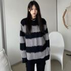 Striped Sweater Striped - Gray & Blue - One Size