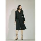 Sharp-shoulder Button-trim Coatdress