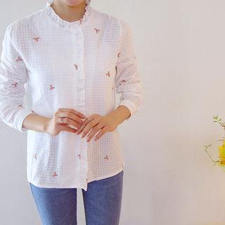 Frilled-detail Embroidered Blouse