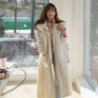 Set: High-neck Trench Coat + Hooded Vest Ivory - One Size