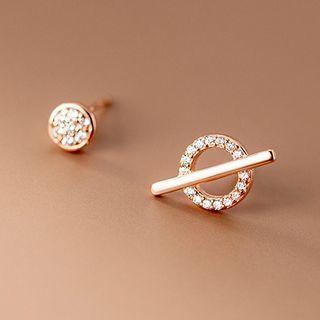 Asymmetrical Rhinestone Stud Earring