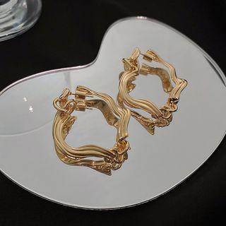 Twisted Alloy Dangle Earring 1 Pair - Dangle Earring - Silver Pin - Twisted - Gold - One Size