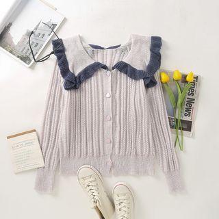 Contrast Trim Sailor Collar Cardigan