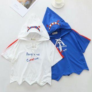 Letter Print Short-sleeve Hoodie