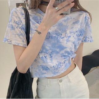 Tie-dyed Letter Print Cropped T-shirt