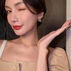 Leaf Alloy Earring 1 Pair - S925 Silver Pin - Gold - One Size