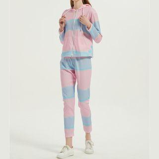Set: Hooded Striped Zip Jacket + Sweatpants