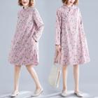 Long-sleeve Printed Frog Buttoned Dress