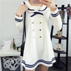 Sailor Collar Double-breasted Long-sleeve Dress