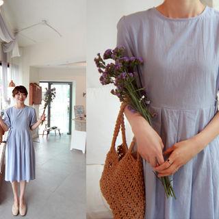 Tie-waist Pleated Dress