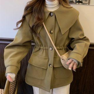 Plain Mock-neck Midi Coat