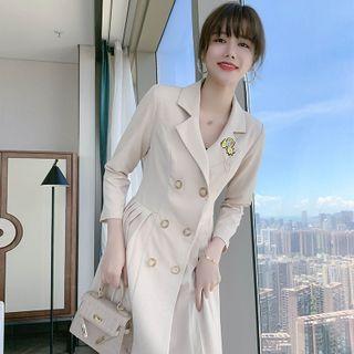 Plain Long-sleeve Coat Dress