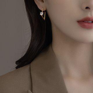 Rhinestone Alloy Square Earring 1 Pr - Gold - One Size
